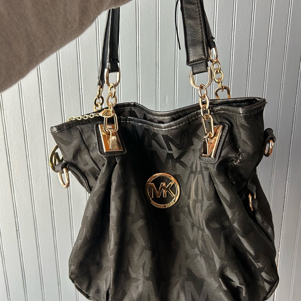 Michael Kors Black and Gold Tote with Chain Details